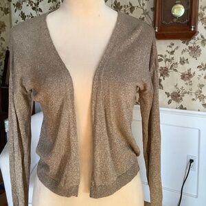 Women Old Navy Gold Metallic Open Front Cardigan Sweater Us Size M